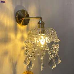 Lâmpadas de parede Iwhd Japão Estilo Crystal Glass Feltures Switch Bedroom Banheiro Staer ao lado da lâmpada de cobre de cobre