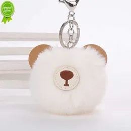 Neue Nette Bär Pompon Schlüsselbund Handmade Cartoon Pelz Ball Schlüsselring für Frauen Mädchen Tasche Ornamente Auto Schlüssel Halter Schmuck Zubehör