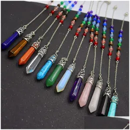 Charms Natural Stone Pendum 7 Chakra Color Chakra para adivinhação Jóias de cristal charme AMET CURA PENENTE PENDER DRIA