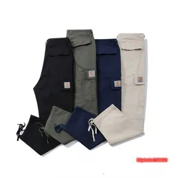 2683 calças masculinas Marca de rua norte -americana Carhart Cotton Pure Cinco pontos Verifique macacão de bolso Multi Pocket Loose Design52Ss
