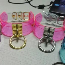 Chokers 100% handgjorda klara vinylchokerrosa lila harajuku söt kawaii skiktad o rund pvc krage halsband 230518