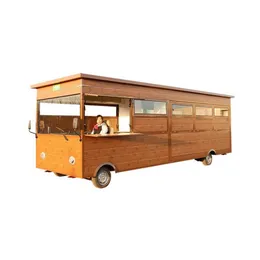Electric Food Truck Outdoor Vintage Mobile Kitchen Fast Food Trailer Kiosk Hot Dog Food Cart On Street