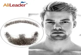 Alileader Top Selling Fake Beard Hand Made 100 percent Real Hair Swiss Lace Comfortable Invisible Remy Hair Mustache For Men 220214627092