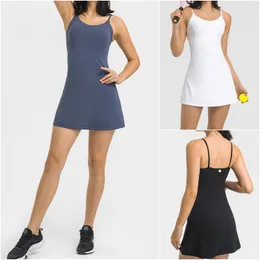 Lu Lu DT Womens Yoga Outfits Ladies Golf Dresses Cheerleaders Tennis One Piece Dress Sleeveless Pants Snabbt torrt andningsbara
