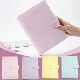 Solid Color Pu Leather-Proof A5 Notebook Diary Schedule Journal Binder School Supplies Macaron