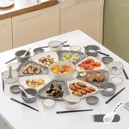 Plattor fack keramiska middagar set full bordsartiklar av uppsättningar barn original rätter platos vajilla cutlery