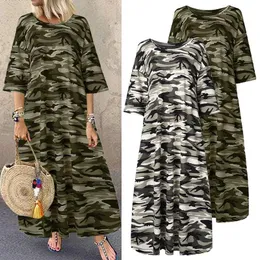 Jurk ZANZEA Jurk Voor Vrouwen 2023 Mode Camouflage Gedrukt Zomer Zonnejurk Korte Mouw Tuniek Vestidos Vrouwelijke Casual Gewaad Oversized