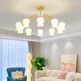Candeliers lideraram flores de acrílico criativo Lightelier Lights for Bedroom Estudo Sala de estar interna Deco Luminárias de teto de design de design