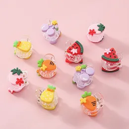 Hair Accessories 10pcs/Set Girls Cartoon Cute Fruit Flowers Small Claw Clip Crab Barrette Child Ponytail Headwear