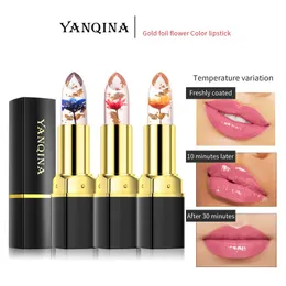 YANQINA Rossetto color fiore Coppa antiaderente Rossetto caldo Rossetto gelatina tricolore rosa oro rosso blu