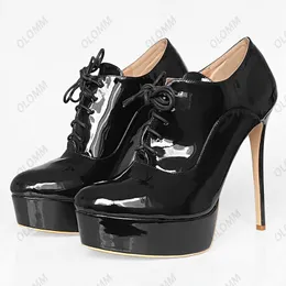 Olomm New Fashion Women Platform مضخات Sexy Stiletto Heels Round Toe Pretty Burgundy Fuchsia Party Shoes Ladies Us Size 5-20