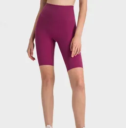 LU-385 Yoga Striped Rib 3D Micro Pressure Align Shorts Pantaloni a vita alta Senza T-line Tight Golf Tennis Biker Sport Fitness Capris per le donne