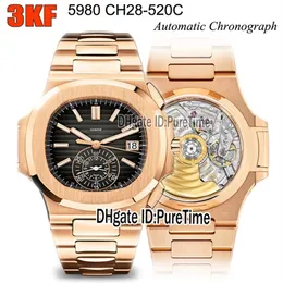 3KF 5980-1R-014 CH28-520C CRONOGRAGI AUTOMATICO MENS ORGCIALE DELLA PERSONAMENTO NERO GOLD ROSA BRACCHETTO IN ACCIAIO IN ACCIAIO 2021 Super Editio254C