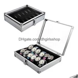 Watch Boxes Cases High Quality Metal Case 6/12 Grid Slots Wrist Display Storage Holder Organizer Jewelry Dispay Box T200523 Drop D Dhgbw