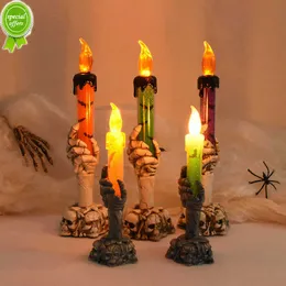 Ny Halloween Led Candle Light Skull Ghost Hand rökfri ljus skräckprop med Halloween Party Decoration Supplies Children's Toys Gif