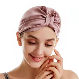 Hijabs Pure Silk Hair Bonnets Women Sleeping Cap Designer Night 100 Mulberry Beanie For Care Protect Head Wraps 230517