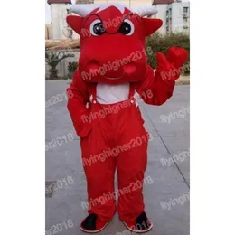 Halloween Cute Red Cow Mascot Costume Dostosuj kreskówkę Anime Postacie Charakter Xmas Outdoor Party Strój unisex imprezowy garnitury