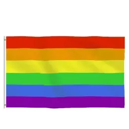 Partihandel Aerlxemrbrae Rainbow Flag 150x90cm Banner 100d Polyester Grommets hbt Gay Rainbows Progress Pride Flag Inventory GG GG