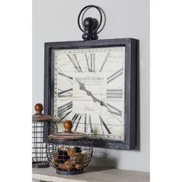 Reloj de pared estilo reloj de bolsillo de metal marrón DecMode 24
