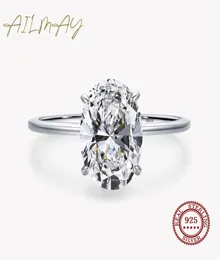 Tanie akcesoria Biżuteria Ailmay 3ct Wedding Pierścień 925 Srebrny Srebrny Owal