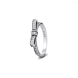Klusterringar ckk ring mousserande båge kvinnor anel feminino 925 smycken sterling silver anillos mujer bröllop engagemang