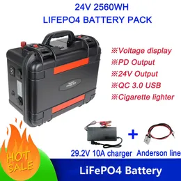 LIFEPO4 24V 배터리 셀 2560WH 충전식 철 포스페이트 이브 배터리 70AH 100AH ​​ebike 전기 자전거 스쿠터 사례.