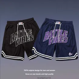 TKPA Nytt amerikansk brev broderade basket shorts herr- och kvinnors lösa gata hiphop -sportbyxor