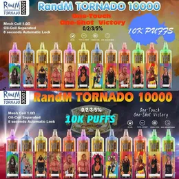 RandM Tornado 10000 Disposable E Cigarettes Airflow Control Pod Device 6 Colors RGB Light 0% 2% 5% Optional 10K Puffs Vape Pen 24 strains