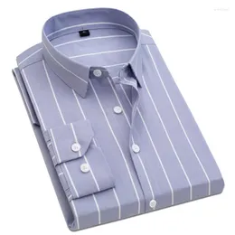 Camicie casual da uomo Autunno Corea Moda Uomo Button Down Slim Fit Rosso Bianco Blu Nero Camicia a righe sociali 4XL 5XL