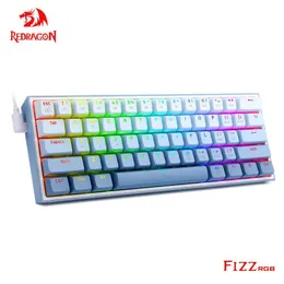 Tastiere REDRAGON Fizz K617 RGB USB Mini tastiera da gioco meccanica cablata Switch rosso 61 tasti Gamer per computer PC portatile cavo staccabile 230518