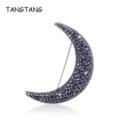 Tangtang Moon broszka czarna antyczna kolor Pierwszy miesiąc księżycowych broszki broszki dla mężczyzn i kobiet Pełna pineza biżuterii dhinestone