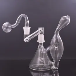 1 pz Bruciatore a nafta in vetro Bong Catcher per narghilè Narghilè Recycler Tubi dell'acqua Piattaforme petrolifere con adattatore a discesa Narghilè a gorgogliatore spesso con tubo per bruciatore a nafta in vetro maschio da 14 mm