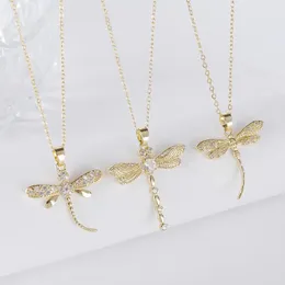 Pendant Necklaces 6 Styles Women Fashion Jewelry Copper Micro-set Zircon Dragonfly Luxury Design Necklace Temperament Collarbone Chain