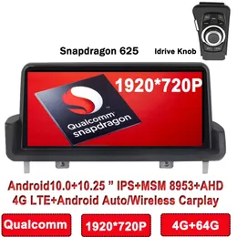 Qualcomm 10.25 "1920*720p RAM4G ROM64G E90 E91 E92 E92 E92 Multimedia Player Idrive BT Wi -Fi Carplay Radio 용 자동차 멀티미디어 플레이어