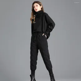 Pantalon femme hiver grande taille vers le bas vêtements d'extérieur pour femme taille haute chaud coton pantalon dame automne épais Plus velours Harem décontracté