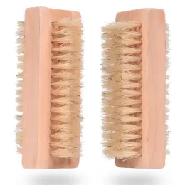 Natural Boar Bristle Brush Wooden Nail Brush Foot Clean Brush Body Massage Scrubber Make Up Tools NEW