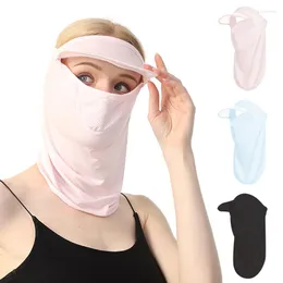 Bandanas yaz ipek maskesi erkekler kadınlar güneş şapka açık spor motosiklet bisiklet maskeleri eşarp güneş kremi tam yüz plaj kapağı vizörü