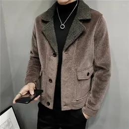 Men's Wool Men Woolen Coat Short Black Jacket Thicken Warm Abrigo Hombre Autumn Winter Ropa Korean Long Sleeve Trench Outwear
