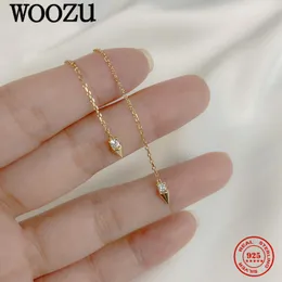 Hoop Huggie WOUZU 925 Sterling Silver Trendy Link Chain Rivet Spiket Ear Line Orecchini per le donne Simple Wedding 14k Goldplated Jewelry Gift 230517