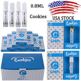 USA Stock Cookies Vape Cartridge Atomizers 0,8 ml tomma patroner Förpackning av oljevax förångare engångs cigaretter vagnar för startsatser