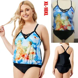 Kvinnors badkläder 2023 Super Large Size 8xl 10XL Summer Strapless Tankini Women's Split Swimsuit Bikini Beach Wear Bathing Suit