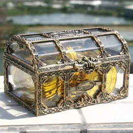 Smyckestativ Vintage Transparent Pirate Treasure Storage Box Arrangör örhängen Crystal Gem Trinket Women Display Travel Case 230517