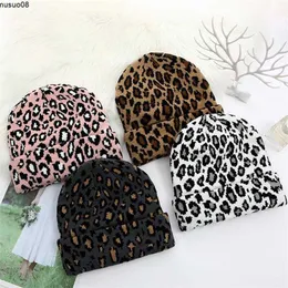 Beanie/Skull Caps Winter Hats Ladies Leopard Beanie Hats Fashion Wool Winter Warm Knitted Hats print Hip Hop beanies cap gorros thicken bonnet J230518