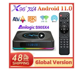 X96 X4 Android 11.0 TV Box AV1 AMLOGIC S905X4 4GB 32GB 64GB 쿼드 코어 2.4G 5G 듀얼 밴드 Wi -Fi BT 8K 미디어 플레이어 셋톱 박스
