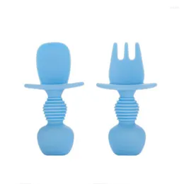 Dinnerware Gets Baby Feeding Spoon Forks Silicone Soft Safe Seguro Fácil de Holdreio Treinamento para Crianças Mais de 6 meses Mãe