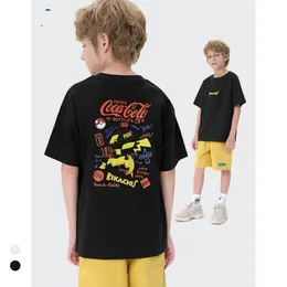 Big Kids Cartoon Anime رسالة مطبوعة T-Shirt Fashion Old Boys Round Round Server Tees Tees Teenagers Children All-Matching Complements Z2188