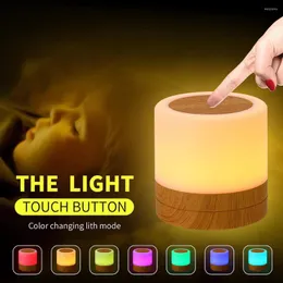 Gece Işıkları 7 Renkli Uzaktan Kumanda Işık USB Şarj Edilebilir Dokunmatik Lamba Taşınabilir Başucu Masa Dimmabable Masa Bebek