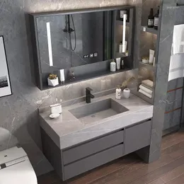 Badrumsvaskar kranar Stenplatta skåp kombination modern enkel hand tvättbassäng tvättstand integrerad spegeluppsättning
