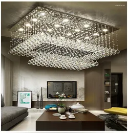 Lampadari Contemporaneo Lampadario di cristallo Luce K9 Goccia di pioggia Lampada rettangolare Apparecchi per montaggio a incasso Apparecchio di illuminazione a LED