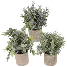 Decorative Flowers 3 Pcs Pot Plants Indoor Outdoor Decorations Simulation Green House Artificial Bonsai Statue Greenery